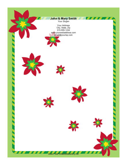 Poinsettia Cascade stationery design