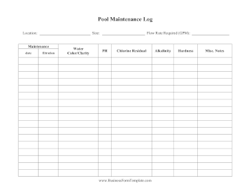 Pool Maintenance Log