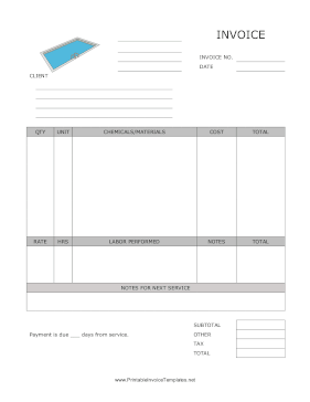 Pool Service Invoice Template