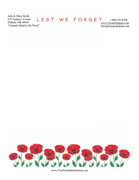 Poppy Lest We Forget Stationery stationery design