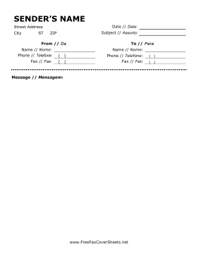 Portuguese fax cover sheet