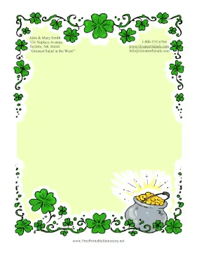 Pot Of Gold And Shamrocks stationery design