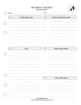 Pre-Show Checklist