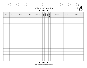 Preliminary Props List