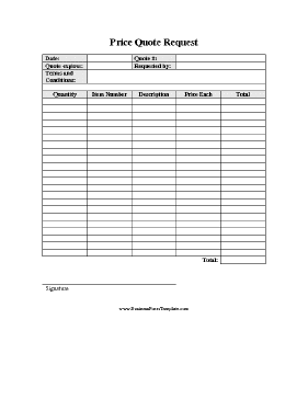 Price Quote Request Form