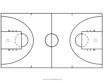 Printable Professional Basketball Court Diagram