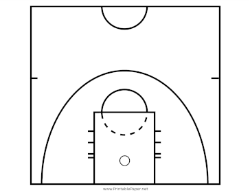 Printable Professional Basketball Half-Court Diagram