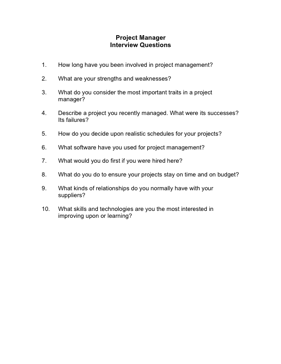 Project Manager Interview Questions