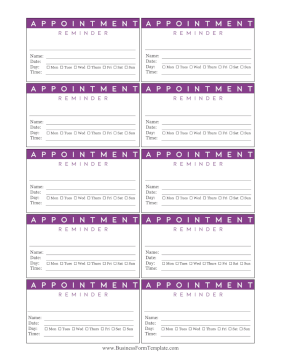 Purple Appointment Reminder Card