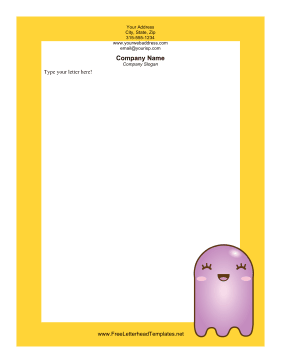 Purple Ghost Halloween Letterhead