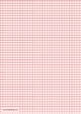 Printable Graph Paper - Light Red - One Inch Grid - A4