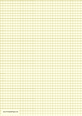 Printable Graph Paper - Light Yellow - One Inch Grid - A4