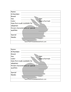 Rabbit Adoption 4x6 Cage Card