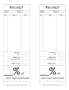 Receipt With Coupon Percentage