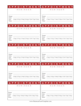 Red Appointment Reminder Card