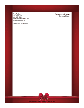 Red Bow Valentines Letterhead