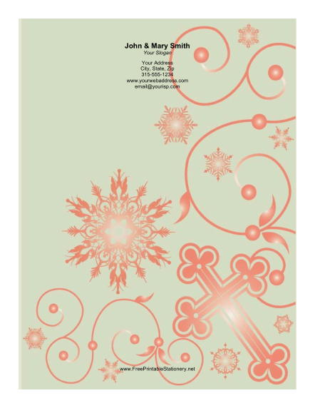 Red Cross Ornate Background stationery design