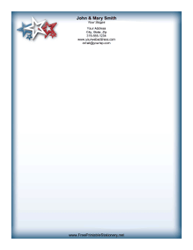 Red White Blue Stars stationery design