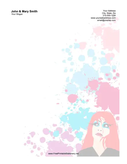 Redhead Woman stationery design