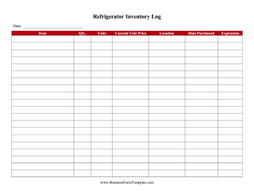 Refrigerator Inventory Log