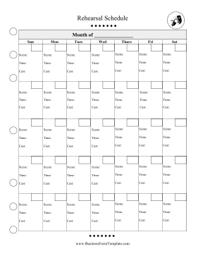 Rehearsal Schedule Month