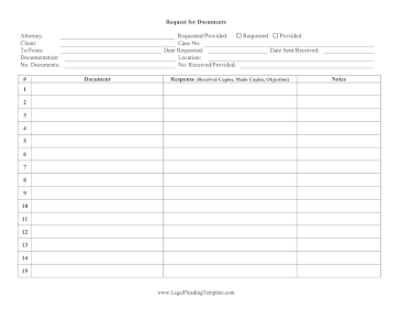 Request For Documents Log