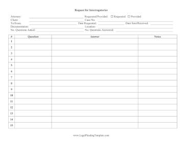 Request For Interrogatories Log