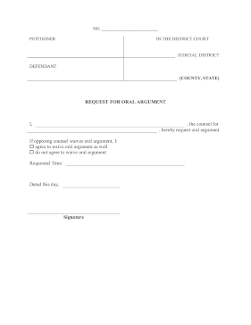 Request For Oral Argument