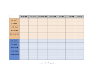 Restaurant Shift Schedule