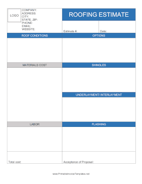 Roofing Estimate Template