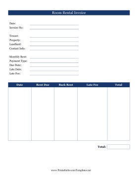 Room Rental Invoice Template