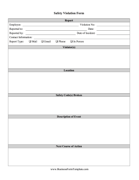 Safety Violation Form