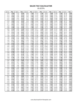 10.625% Sales Tax Calculator