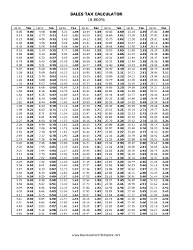 10.8% Sales Tax Calculator