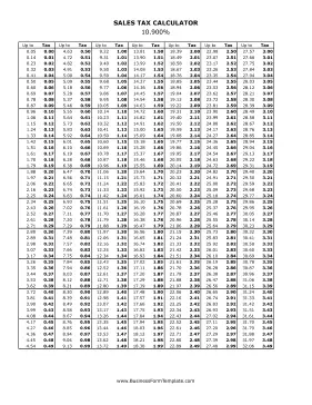 10.9% Sales Tax Calculator