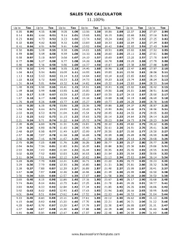 11.1% Sales Tax Calculator