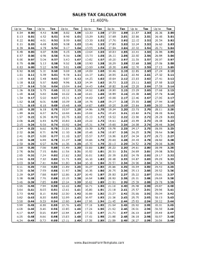 11.4% Sales Tax Calculator