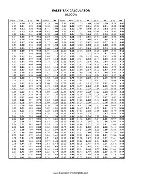 16% Sales Tax Calculator