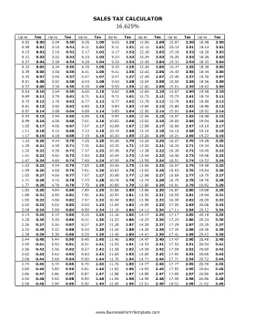 16.625% Sales Tax Calculator