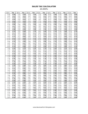 20% Sales Tax Calculator