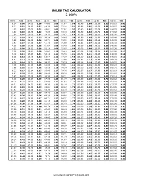 2.1% Sales Tax Calculator