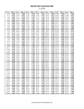 2.125% Sales Tax Calculator