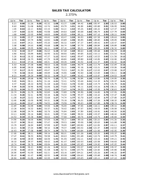 2.375% Sales Tax Calculator