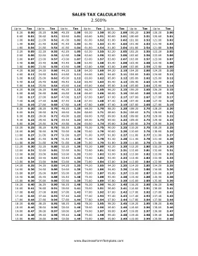 2.5% Sales Tax Calculator