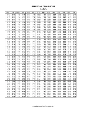 7.625% Sales Tax Calculator