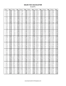 8.625% Sales Tax Calculator