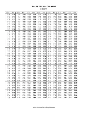 8.9% Sales Tax Calculator