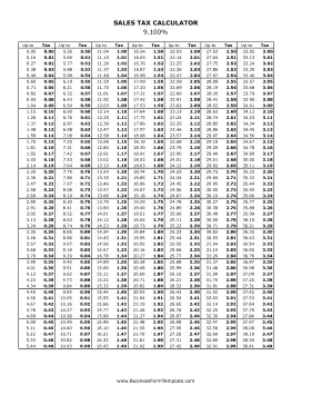 9.1% Sales Tax Calculator