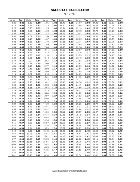 9.125% Sales Tax Calculator