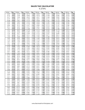 9.375% Sales Tax Calculator